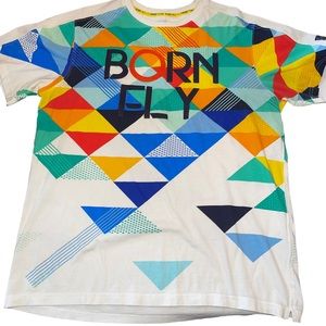 Born Fly Award Tour Men’s Short Sleeve Tee Size Large Multicolored 100% Cotton